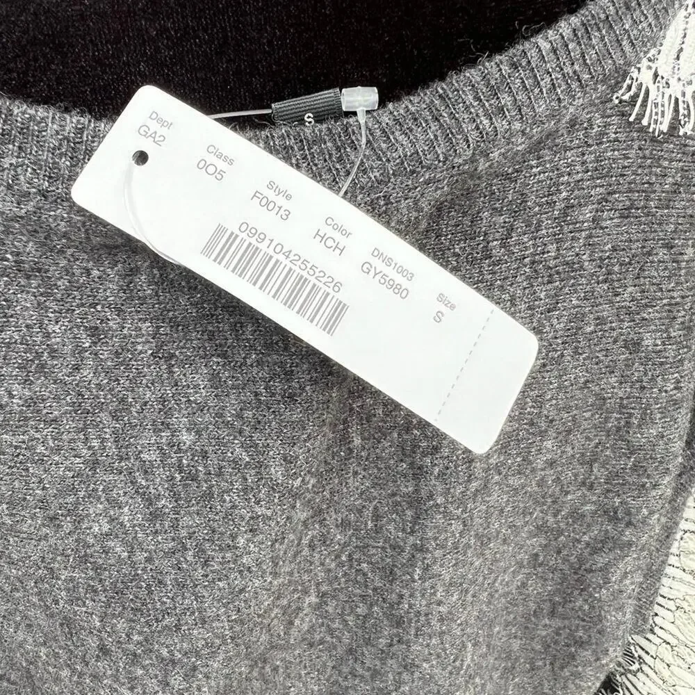 J. Crew grey sweater with lace long sleeves, women's size S